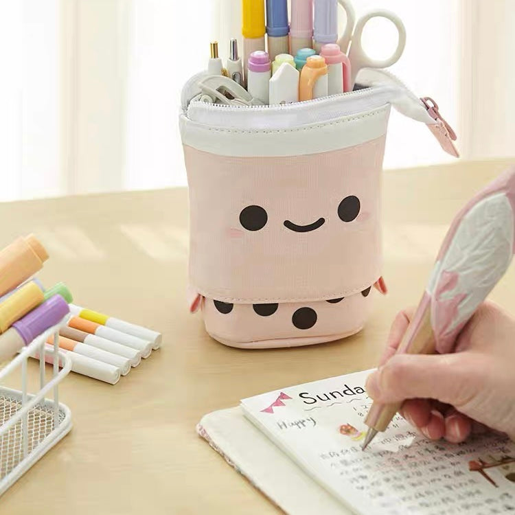 Kawaii Pen Shop Bubble Tea Pop Up Pencil Case, Brown