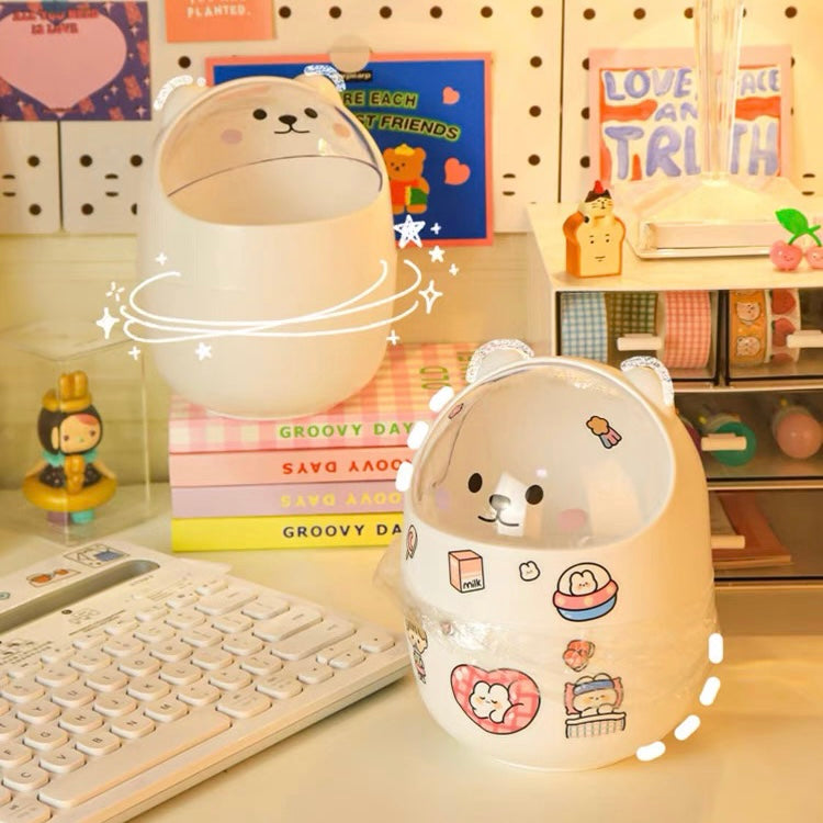 Desktop Trash Can Office Cartoon Cute Ins Trash Can Household Simple with  Lid Storage Can