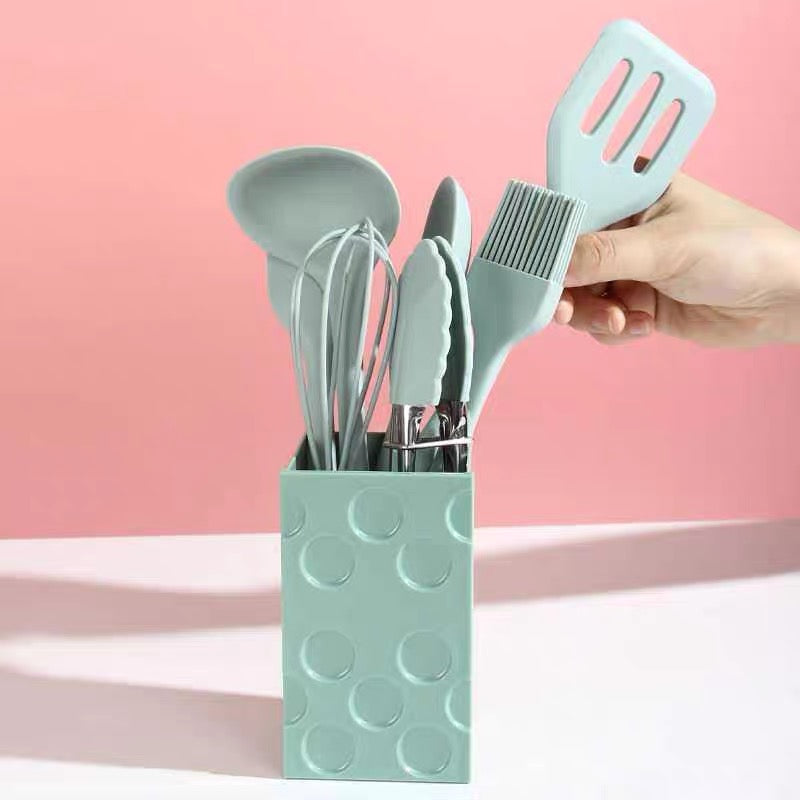 Silicone Cooking Utensils Set - Heat Resistant Kitchen Utensils, 19 Pieces  Kitchen Utensil Set, Light Green