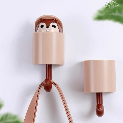 Cartoon Animal Pop-Out Squirrel Head Wall Hanger Hook - Peachymart