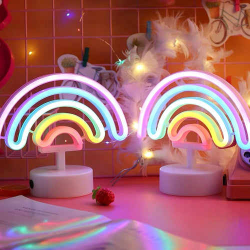 Cute Rainbow LED Neon Night Light Bedroom Decoration - Peachymart
