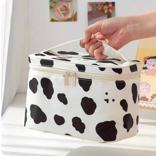 Cute Bunny & Milky Cow Pattern Travel Toiletries Make Up Bag - Peachymart
