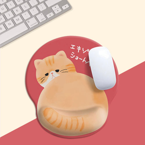 Cute 3D Pussy Cat Ergonomic Silicone Mouse Pad - Peachymart