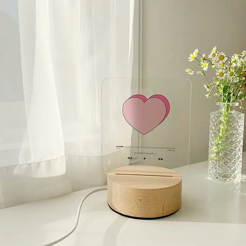 Cute Romantic Heart Love Song Player Style LED Night Light Decor - Peachymart