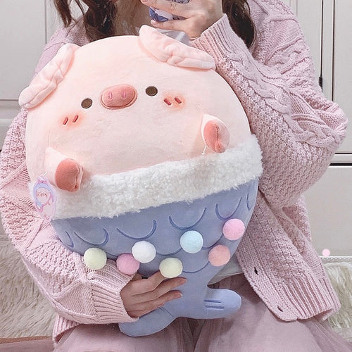Kawaii Dreamy Pastel Mermaid Piggy Plush Doll - Peachymart