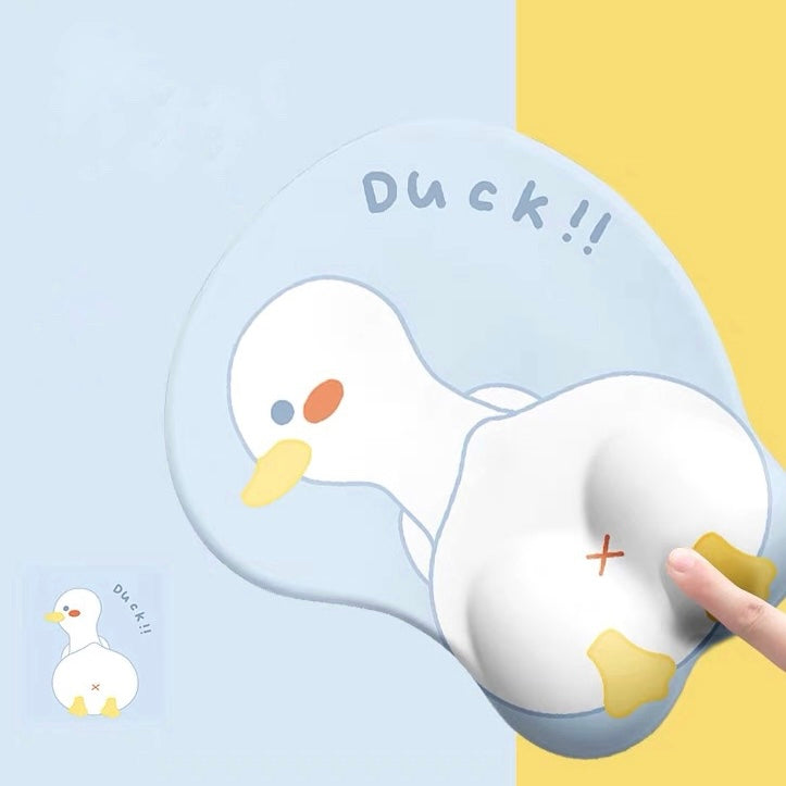 Cute 3D Pastel Blue Baby Duck Mouse Pad