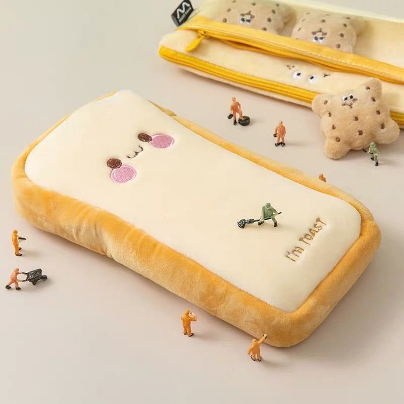 Cute Mr Toast & Mr Cactus Plush Pencil Case Holder - Peachymart