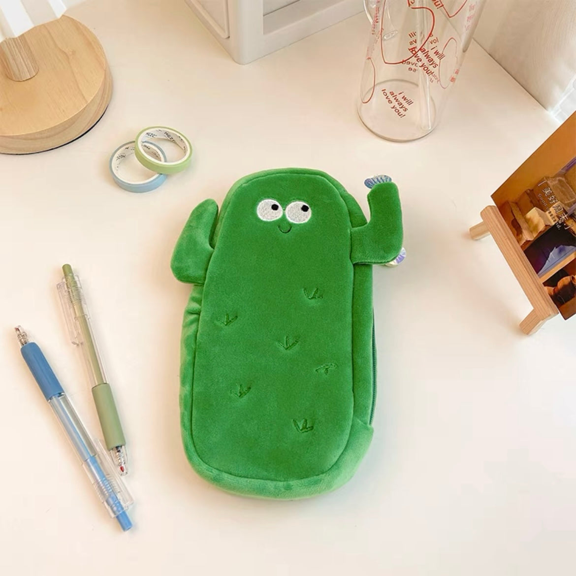 Cute Mr Toast & Mr Cactus Plush Pencil Case Holder - Peachymart