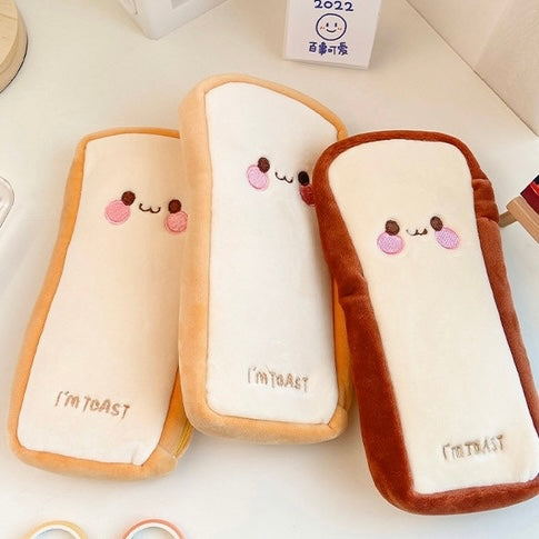 Cute Mr Toast & Mr Cactus Plush Pencil Case Holder - Peachymart