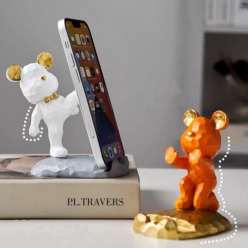 Cute Nordic Style Dimensional Bear Phone Stand Holder - Peachymart