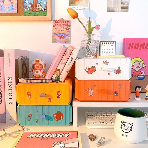 Cute Colourful Multi-Later Mini Desktop Drawer Storage Box Shelf - Peachymart