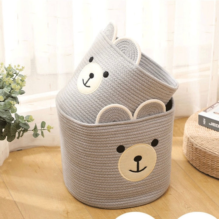 Cute Teddy Bear Hugging Mini Storage Basket Organizer - Peachymart