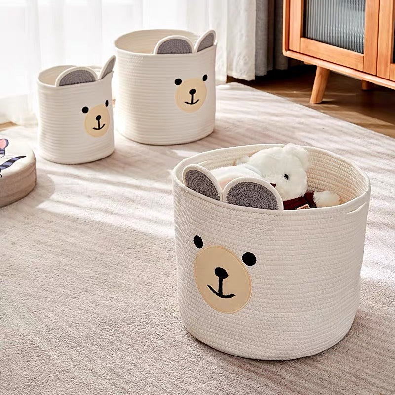 Cute Teddy Bear Hugging Mini Storage Basket Organizer - Peachymart