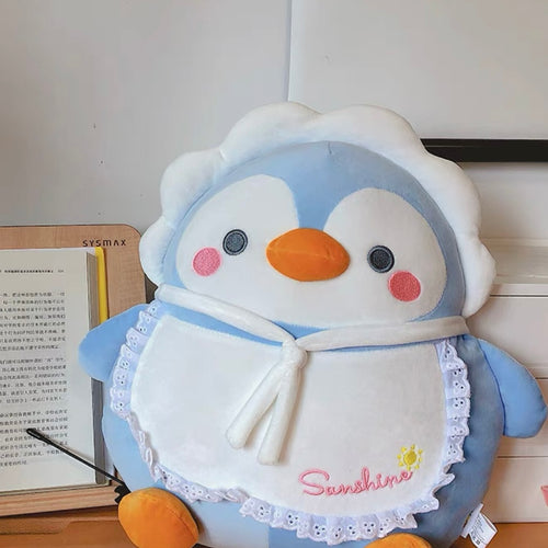 Kawaii Fluffy Blue Baby Apron Penguin Plush - Peachymart