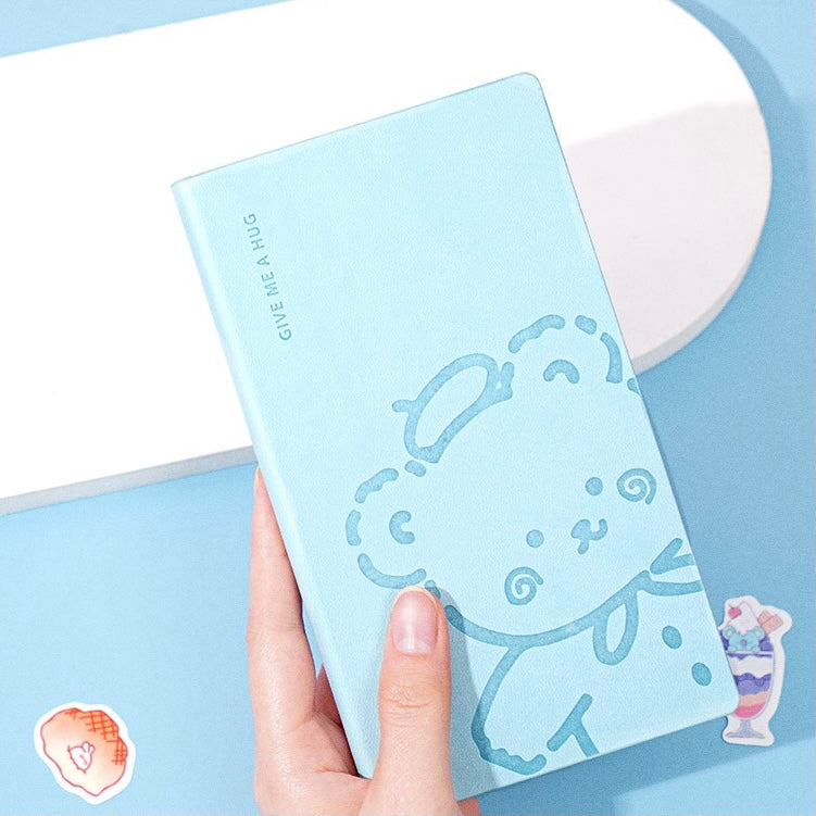 Kawaii Cartoon Animal Leather Cover Journal Notebook Sketchbook for Sc -  Peachymart