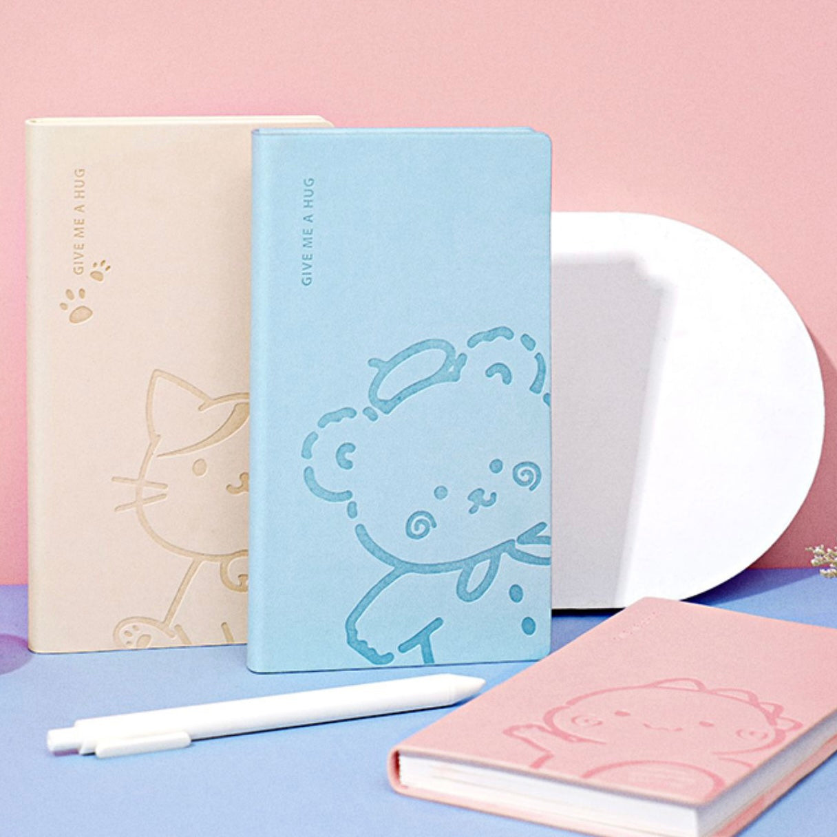 Kawaii Cartoon Animal Leather Cover Journal Notebook Sketchbook for Sc -  Peachymart