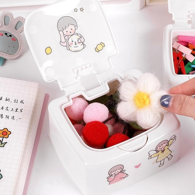 Kawaii Cute Button Desktop Storage Box – Kawaii Merchandise