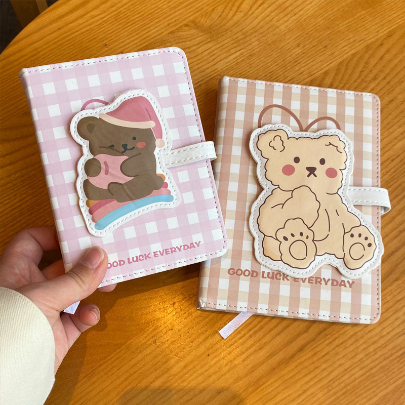 Kawaii Notebook, Cute Bear Journal Notebook, Bear Journal for Girls, Cute Journal for Girls, Kawaii Journal, Soft PU Leather Cover, 6.6 x 4.9 inch (