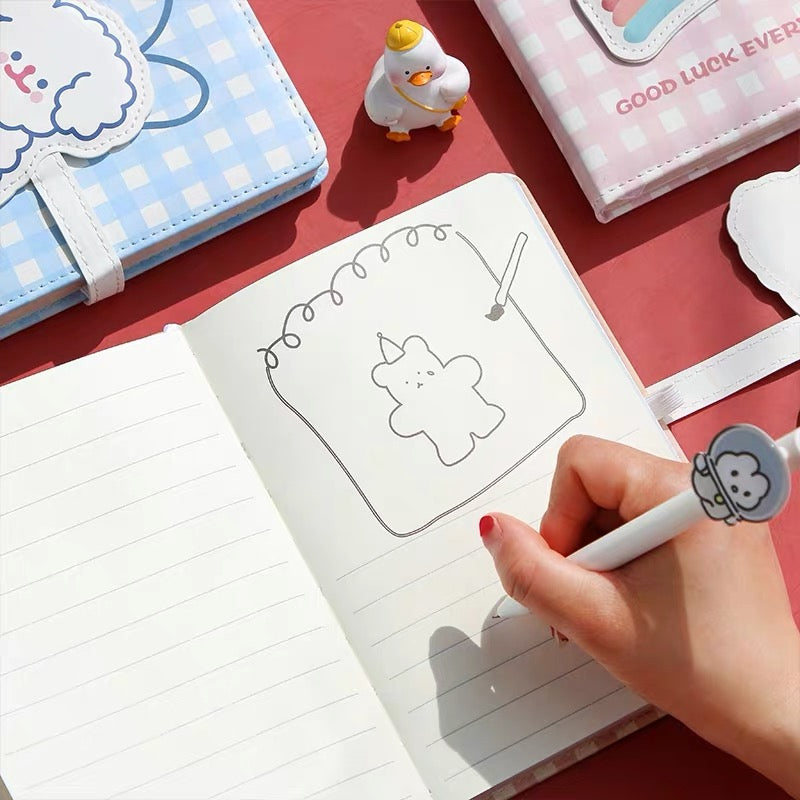 Cute Kawaii Bear & Bunny Leather Flap Journal Diary Planner