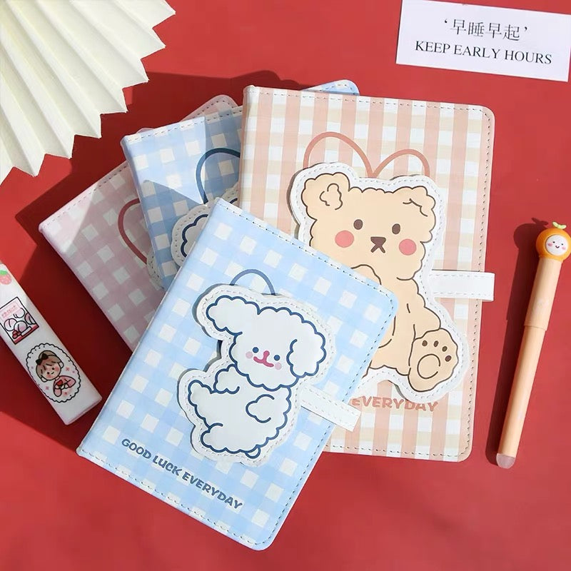 Cute Kawaii Bear & Bunny Leather Flap Journal Diary Planner Notebook -  Peachymart