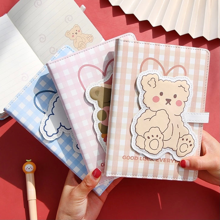 Cute Kawaii Bear & Bunny Leather Flap Journal Diary Planner
