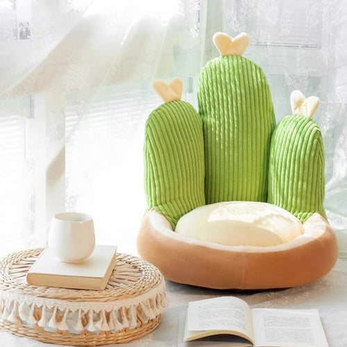 Cute 3D Puffy Cactus Shape Seat Cushion Plush - Peachymart