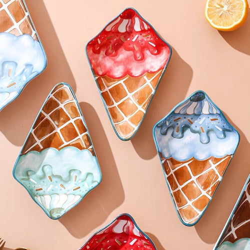 Cute Colourful Ice Cream Shape Dessert Plate - Peachymart