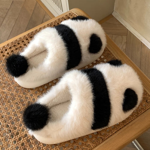 Cute Fluffy Panda Soft Winter Home Slippers - Peachymart