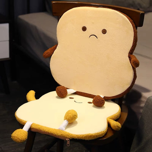 Cute Soft Bread Toast Plush Backrest Cushion - Peachymart