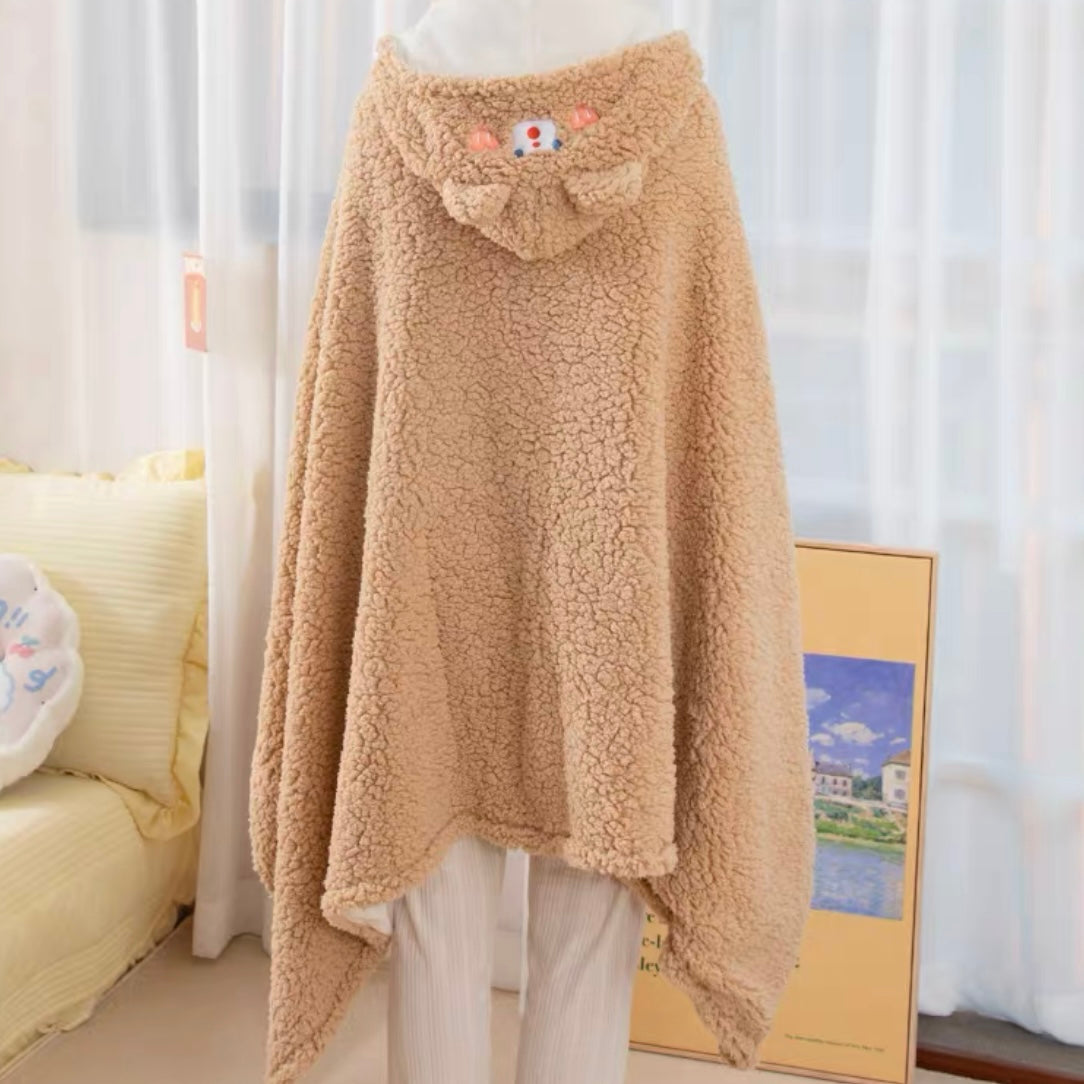 Soft Bunny Bear Poncho Fleece Blanket Cloak – Kawaiies