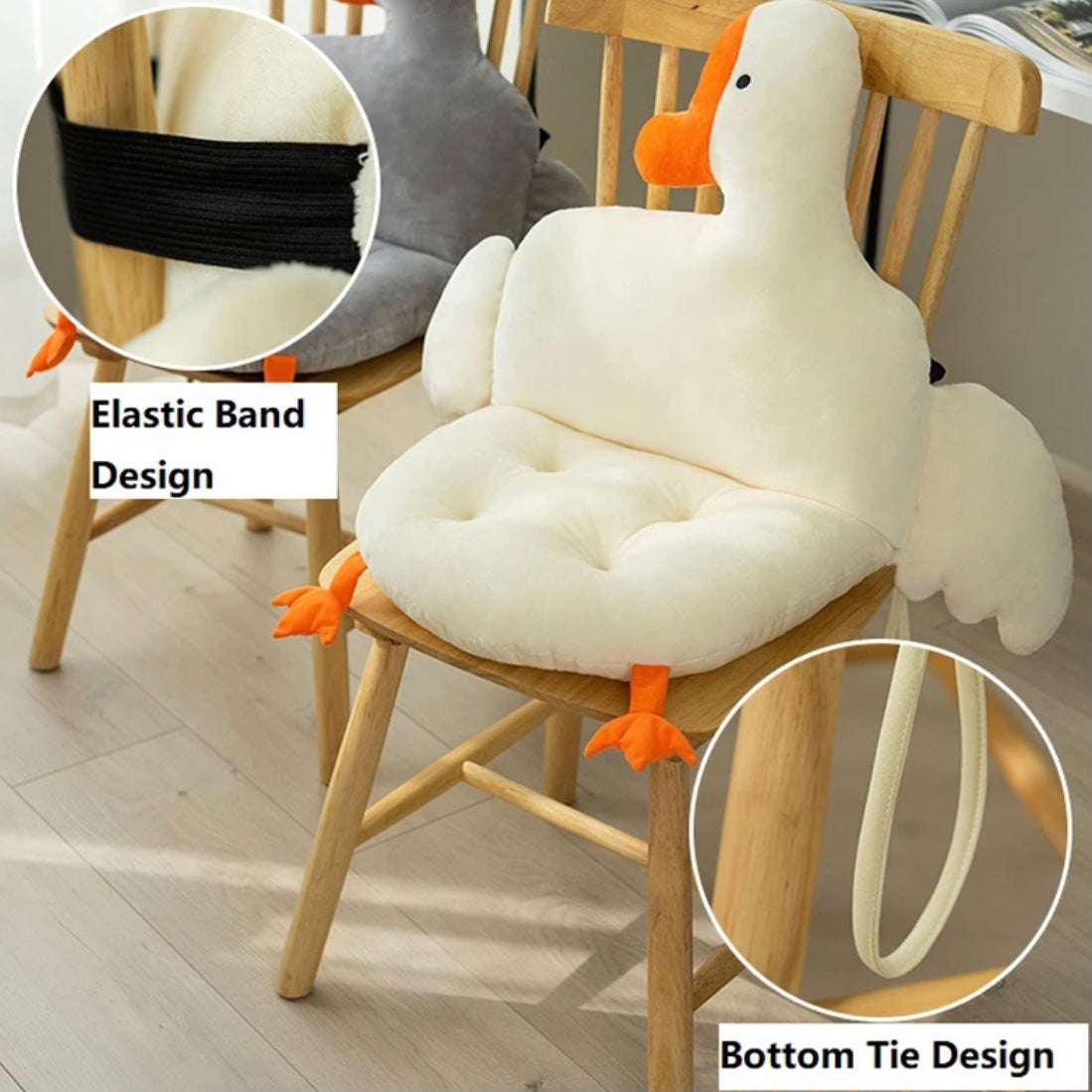 Cute Create Soft Fluffy Goose Plush Chair Cushion