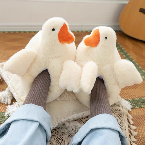 Kawaii 3D Super Fluffy Duck Cozy Home Slippers - Peachymart