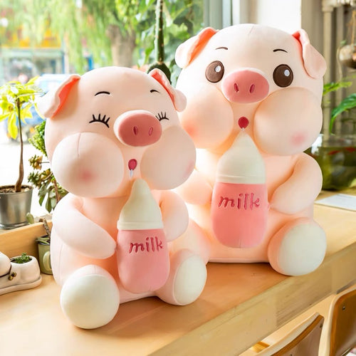 Cute Chubby Cheek Piggy Plush Doll Cushion - Peachymart