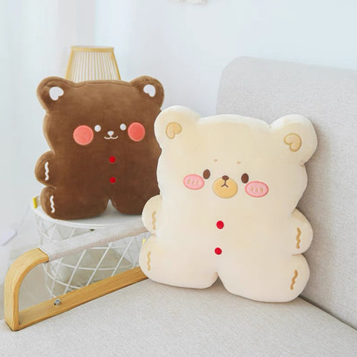 Cute Square Gingerbread Bear Plushy Doll Toy Cushion - Peachymart