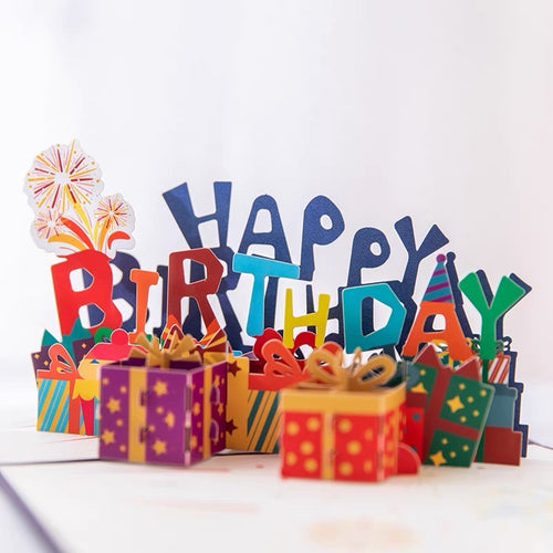 Cute 3D Pop Up Present & Happy Birthday Card - Peachymart