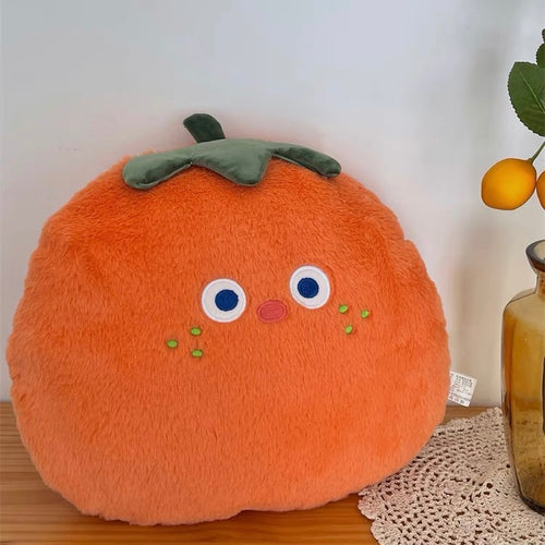 Cute Surprised Shocked Tangerine Orange & Peachy Plush Cushion - Peachymart