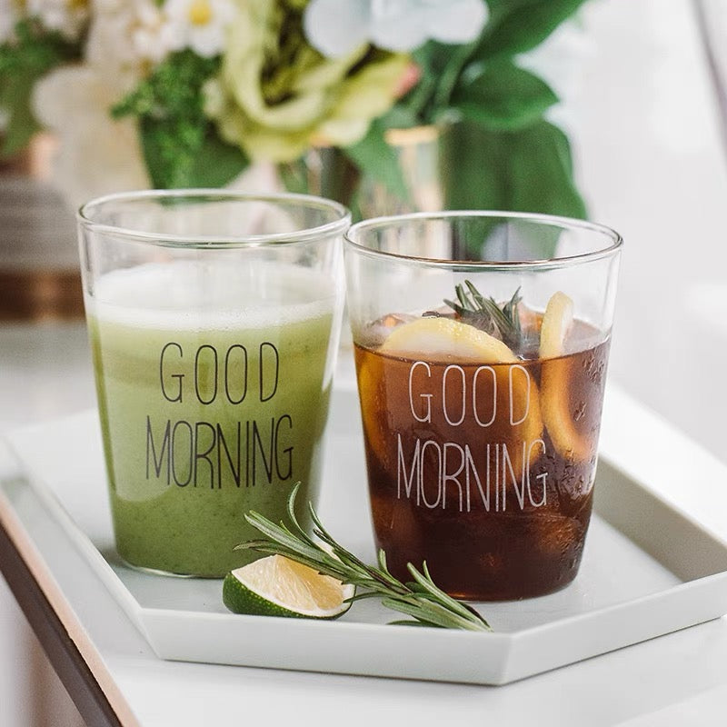Cute Nordic Style Transparent Good Morning Glass Mug