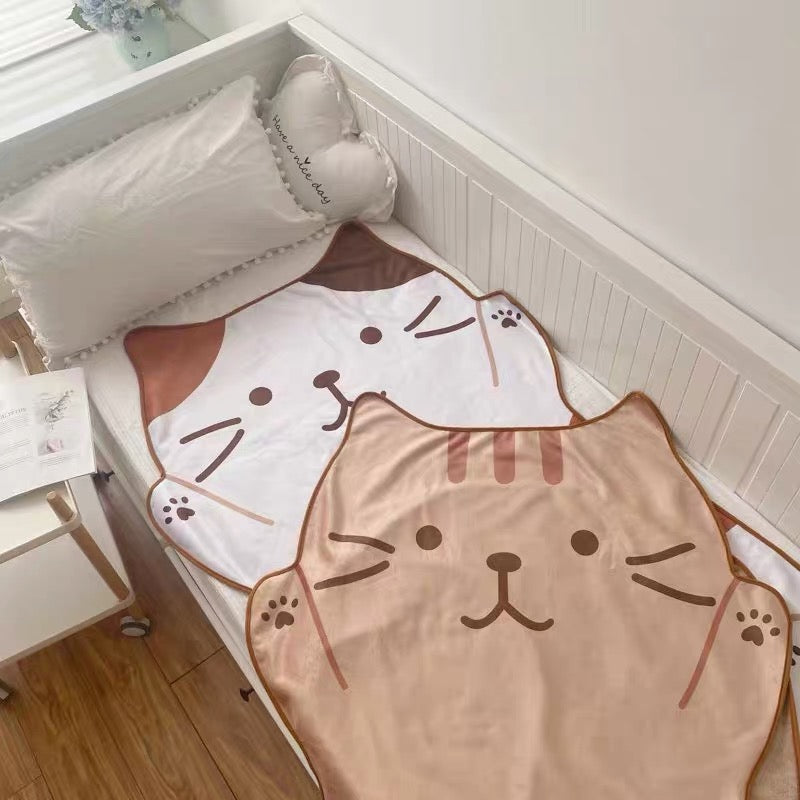 Cute Happy Cat Shape Soft Cozy Blanket