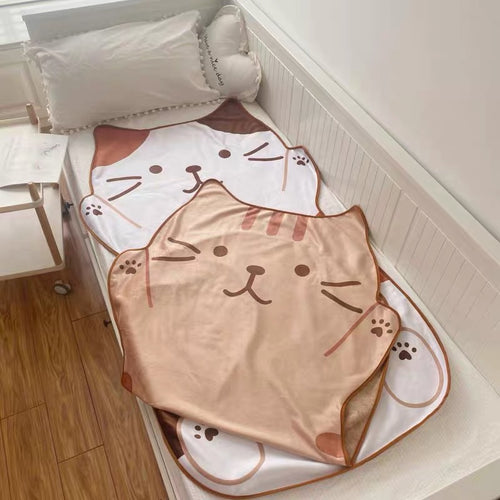 Cute Happy Cat Shape Soft Cozy Blanket - Peachymart