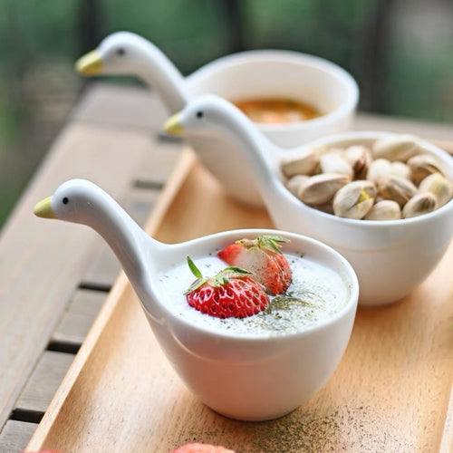 Cute Duckling Shape Ceramic Bowl Set - Peachymart