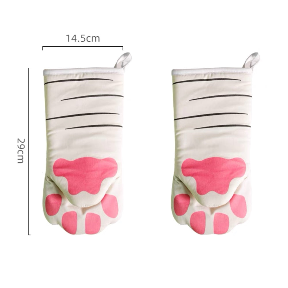 Cute Kawaii Cat Paw Heat Resistant Oven Mitts - Peachymart