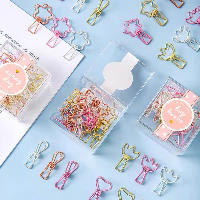 1 x Cute Metal Wired Mini Clips Notebook Clips Box - Peachymart