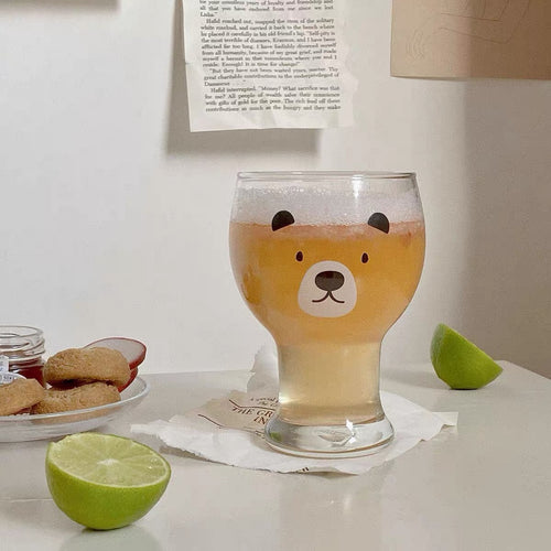 Cute Kawaii Teddy Bear Transparent Beer Glass - Peachymart