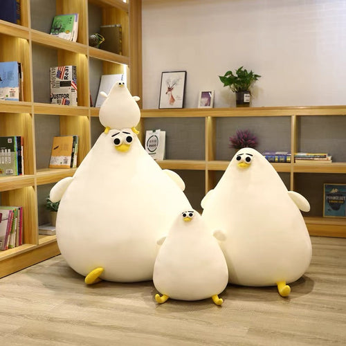 Cute Fluffy Confused Penguin Cushion Plushie - Peachymart