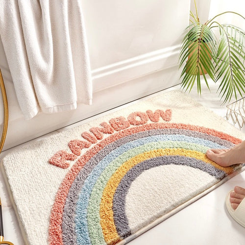 Cute Pastel Colour Rainbow Anti-Slip Bathroom Mat - Peachymart
