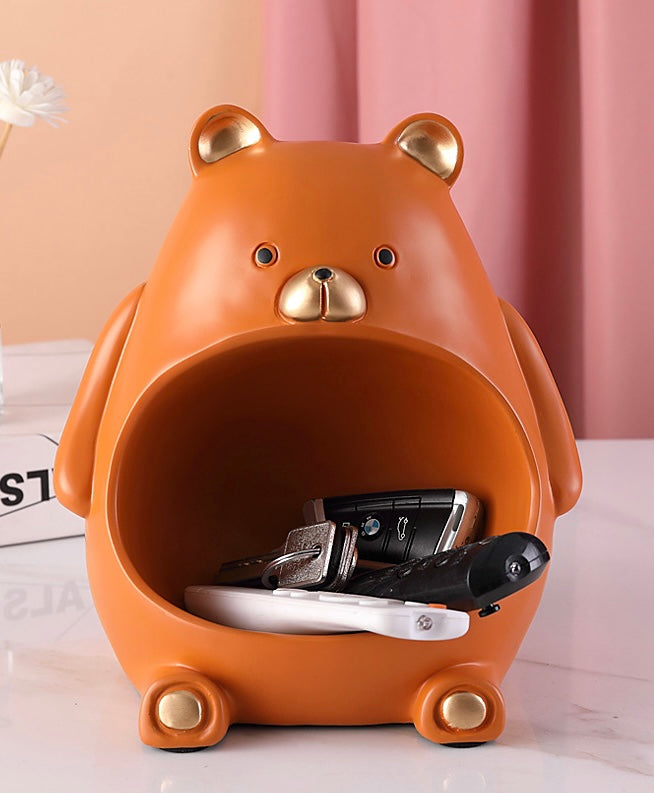 Cute Teddy Bear Hugging Mini Storage Basket Organizer - Peachymart