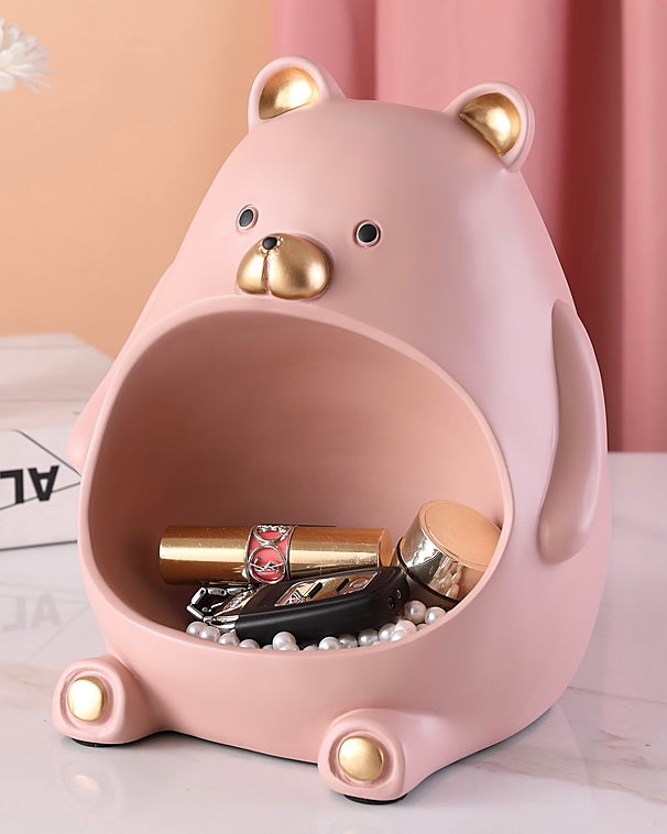 Cute Teddy Bear Hugging Mini Storage Basket Organizer - Peachymart