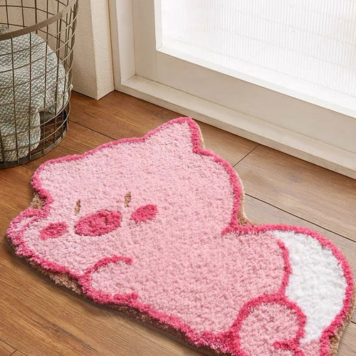 Kawaii Lazy Baby Pig Bathroom & Door Entrance Carpet Mat - Peachymart