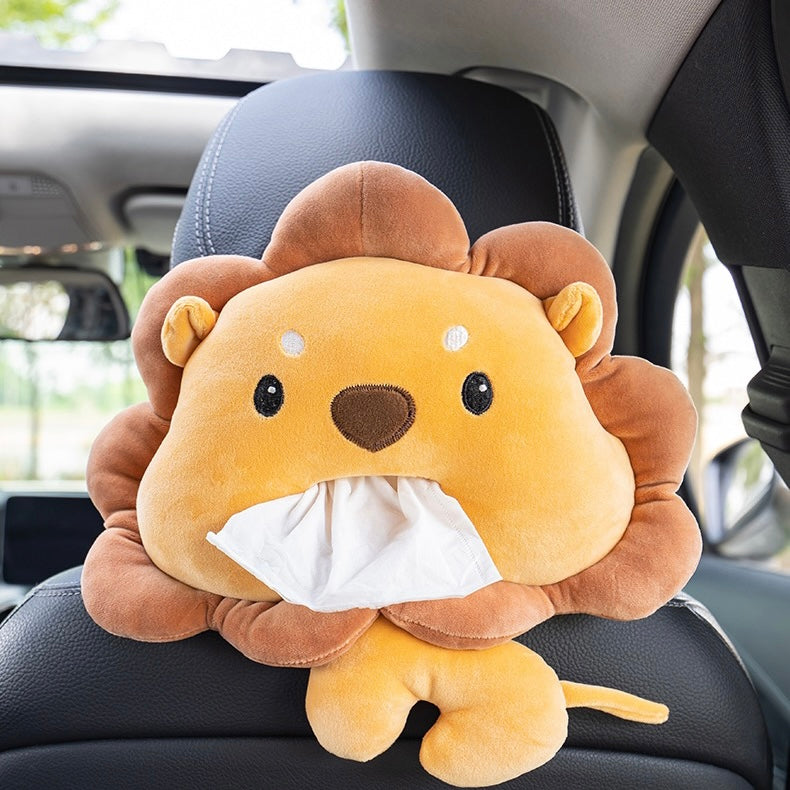Cute Bear & Crab Style Soft Plush Car Tissue Box Holder - Peachymart