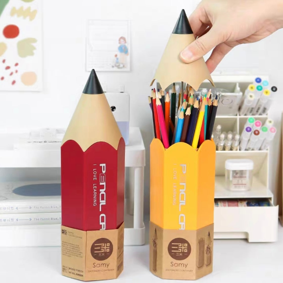 Cute Giant Crayon Pencil Desk Accessories Holder - Peachymart